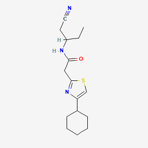molecular formula C16H23N3OS B7275293 N-(1-cyanobutan-2-yl)-2-(4-cyclohexyl-1,3-thiazol-2-yl)acetamide 