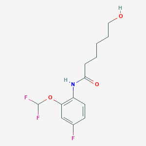 molecular formula C13H16F3NO3 B7275301 N-[2-(difluoromethoxy)-4-fluorophenyl]-6-hydroxyhexanamide 