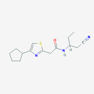molecular formula C15H21N3OS B7275313 N-(1-cyanobutan-2-yl)-2-(4-cyclopentyl-1,3-thiazol-2-yl)acetamide 