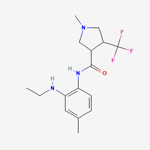 molecular formula C16H22F3N3O B7275326 N-[2-(ethylamino)-4-methylphenyl]-1-methyl-4-(trifluoromethyl)pyrrolidine-3-carboxamide 