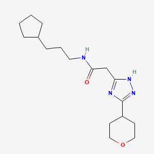 molecular formula C17H28N4O2 B7275334 N-(3-cyclopentylpropyl)-2-[3-(oxan-4-yl)-1H-1,2,4-triazol-5-yl]acetamide 
