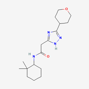 molecular formula C17H28N4O2 B7275339 N-(2,2-dimethylcyclohexyl)-2-[3-(oxan-4-yl)-1H-1,2,4-triazol-5-yl]acetamide 