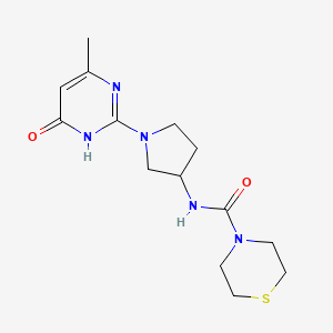 molecular formula C14H21N5O2S B7275546 N-[1-(4-methyl-6-oxo-1H-pyrimidin-2-yl)pyrrolidin-3-yl]thiomorpholine-4-carboxamide 
