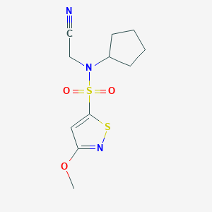 molecular formula C11H15N3O3S2 B7275594 N-(cyanomethyl)-N-cyclopentyl-3-methoxy-1,2-thiazole-5-sulfonamide 