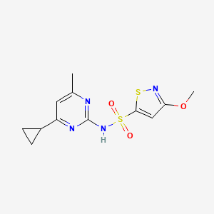 molecular formula C12H14N4O3S2 B7275609 N-(4-cyclopropyl-6-methylpyrimidin-2-yl)-3-methoxy-1,2-thiazole-5-sulfonamide 