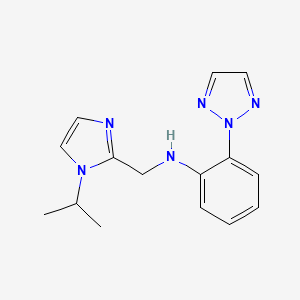 molecular formula C15H18N6 B7275612 N-[(1-propan-2-ylimidazol-2-yl)methyl]-2-(triazol-2-yl)aniline 