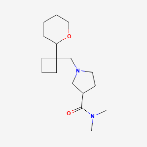 molecular formula C17H30N2O2 B7275626 N,N-dimethyl-1-[[1-(oxan-2-yl)cyclobutyl]methyl]pyrrolidine-3-carboxamide 