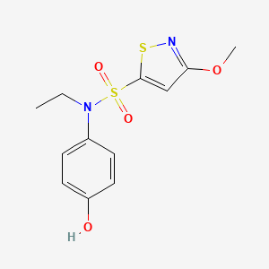 molecular formula C12H14N2O4S2 B7275635 N-ethyl-N-(4-hydroxyphenyl)-3-methoxy-1,2-thiazole-5-sulfonamide 