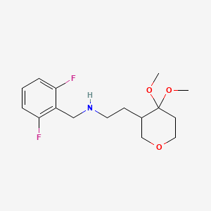 molecular formula C16H23F2NO3 B7275663 N-[(2,6-difluorophenyl)methyl]-2-(4,4-dimethoxyoxan-3-yl)ethanamine 