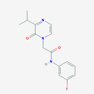 molecular formula C15H16FN3O2 B7275667 N-(3-fluorophenyl)-2-(2-oxo-3-propan-2-ylpyrazin-1-yl)acetamide 