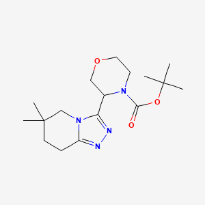 molecular formula C17H28N4O3 B7275730 tert-butyl 3-(6,6-dimethyl-7,8-dihydro-5H-[1,2,4]triazolo[4,3-a]pyridin-3-yl)morpholine-4-carboxylate 