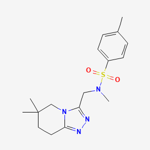 molecular formula C17H24N4O2S B7275803 N-[(6,6-dimethyl-7,8-dihydro-5H-[1,2,4]triazolo[4,3-a]pyridin-3-yl)methyl]-N,4-dimethylbenzenesulfonamide 