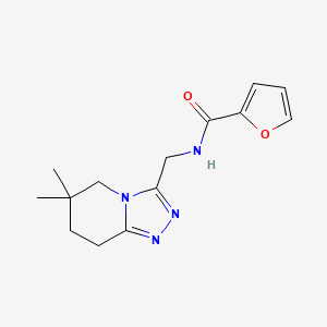 molecular formula C14H18N4O2 B7275811 N-[(6,6-dimethyl-7,8-dihydro-5H-[1,2,4]triazolo[4,3-a]pyridin-3-yl)methyl]furan-2-carboxamide 