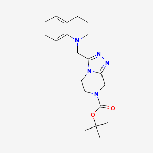 molecular formula C20H27N5O2 B7275905 tert-butyl 3-(3,4-dihydro-2H-quinolin-1-ylmethyl)-6,8-dihydro-5H-[1,2,4]triazolo[4,3-a]pyrazine-7-carboxylate 