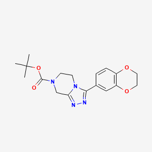 molecular formula C18H22N4O4 B7275932 tert-butyl 3-(2,3-dihydro-1,4-benzodioxin-6-yl)-6,8-dihydro-5H-[1,2,4]triazolo[4,3-a]pyrazine-7-carboxylate 