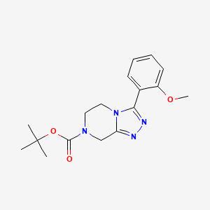 molecular formula C17H22N4O3 B7275940 tert-butyl 3-(2-methoxyphenyl)-6,8-dihydro-5H-[1,2,4]triazolo[4,3-a]pyrazine-7-carboxylate 