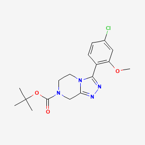 molecular formula C17H21ClN4O3 B7275954 tert-butyl 3-(4-chloro-2-methoxyphenyl)-6,8-dihydro-5H-[1,2,4]triazolo[4,3-a]pyrazine-7-carboxylate 