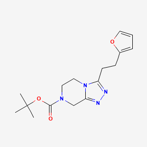 molecular formula C16H22N4O3 B7275989 tert-butyl 3-[2-(furan-2-yl)ethyl]-6,8-dihydro-5H-[1,2,4]triazolo[4,3-a]pyrazine-7-carboxylate 