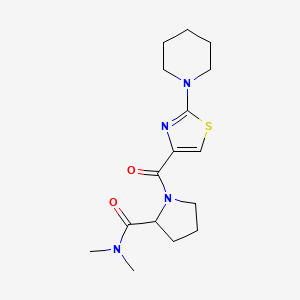 molecular formula C16H24N4O2S B7276074 N,N-dimethyl-1-(2-piperidin-1-yl-1,3-thiazole-4-carbonyl)pyrrolidine-2-carboxamide 