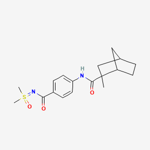molecular formula C18H24N2O3S B7276129 N-[4-[[dimethyl(oxo)-lambda6-sulfanylidene]carbamoyl]phenyl]-2-methylbicyclo[2.2.1]heptane-2-carboxamide 