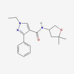 molecular formula C18H23N3O2 B7276159 N-(5,5-dimethyloxolan-3-yl)-1-ethyl-3-phenylpyrazole-4-carboxamide 