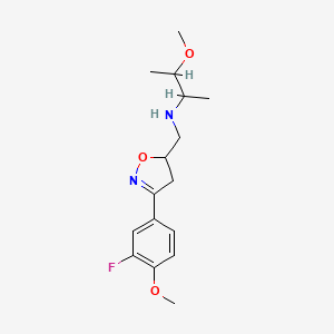 molecular formula C16H23FN2O3 B7276248 N-[[3-(3-fluoro-4-methoxyphenyl)-4,5-dihydro-1,2-oxazol-5-yl]methyl]-3-methoxybutan-2-amine 