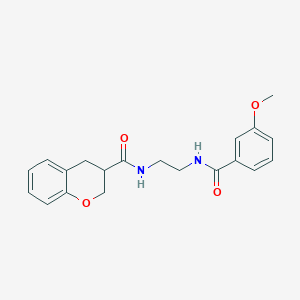 molecular formula C20H22N2O4 B7276317 N-[2-[(3-methoxybenzoyl)amino]ethyl]-3,4-dihydro-2H-chromene-3-carboxamide 