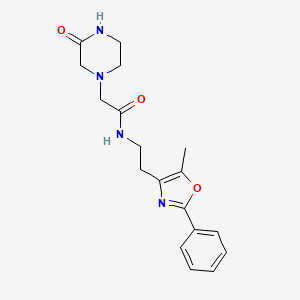 molecular formula C18H22N4O3 B7276339 N-[2-(5-methyl-2-phenyl-1,3-oxazol-4-yl)ethyl]-2-(3-oxopiperazin-1-yl)acetamide 