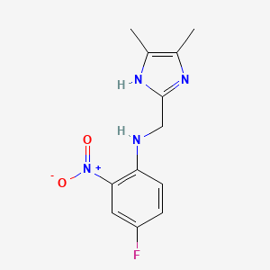 molecular formula C12H13FN4O2 B7276715 N-[(4,5-dimethyl-1H-imidazol-2-yl)methyl]-4-fluoro-2-nitroaniline 