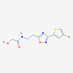 molecular formula C10H10BrN3O3S B7276804 N-[2-[3-(4-bromothiophen-2-yl)-1,2,4-oxadiazol-5-yl]ethyl]-2-hydroxyacetamide 