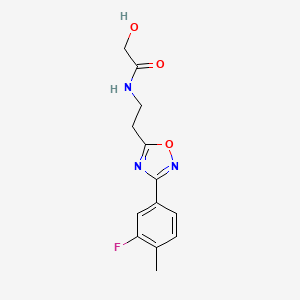 molecular formula C13H14FN3O3 B7276826 N-[2-[3-(3-fluoro-4-methylphenyl)-1,2,4-oxadiazol-5-yl]ethyl]-2-hydroxyacetamide 