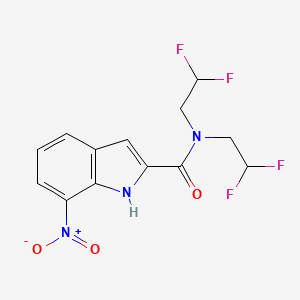 molecular formula C13H11F4N3O3 B7276967 N,N-bis(2,2-difluoroethyl)-7-nitro-1H-indole-2-carboxamide 