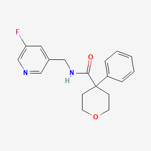 molecular formula C18H19FN2O2 B7277117 N-[(5-fluoropyridin-3-yl)methyl]-4-phenyloxane-4-carboxamide 