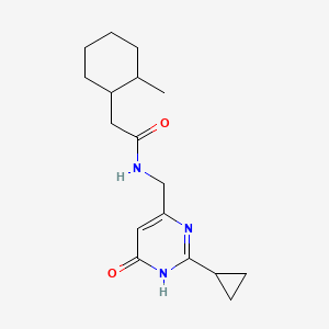 molecular formula C17H25N3O2 B7277150 N-[(2-cyclopropyl-6-oxo-1H-pyrimidin-4-yl)methyl]-2-(2-methylcyclohexyl)acetamide 