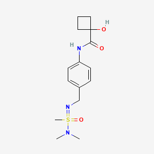 molecular formula C15H23N3O3S B7277261 N-[4-[[(dimethylamino-methyl-oxo-lambda6-sulfanylidene)amino]methyl]phenyl]-1-hydroxycyclobutane-1-carboxamide 