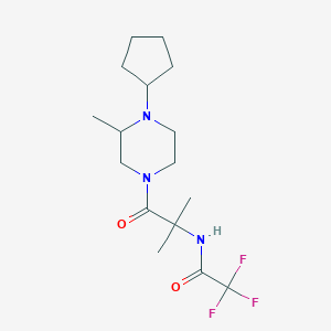 molecular formula C16H26F3N3O2 B7277269 N-[1-(4-cyclopentyl-3-methylpiperazin-1-yl)-2-methyl-1-oxopropan-2-yl]-2,2,2-trifluoroacetamide 