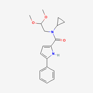 molecular formula C18H22N2O3 B7277284 N-cyclopropyl-N-(2,2-dimethoxyethyl)-5-phenyl-1H-pyrrole-2-carboxamide 