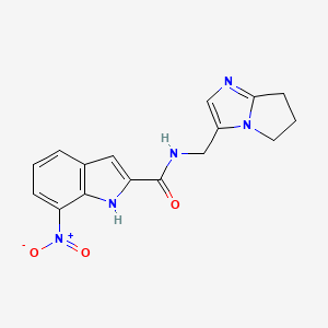 molecular formula C16H15N5O3 B7277316 N-(6,7-dihydro-5H-pyrrolo[1,2-a]imidazol-3-ylmethyl)-7-nitro-1H-indole-2-carboxamide 
