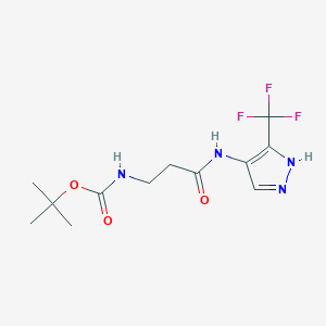 molecular formula C12H17F3N4O3 B7277334 tert-butyl N-[3-oxo-3-[[5-(trifluoromethyl)-1H-pyrazol-4-yl]amino]propyl]carbamate 