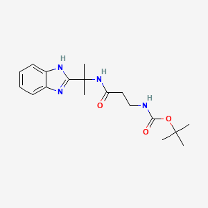 molecular formula C18H26N4O3 B7277348 tert-butyl N-[3-[2-(1H-benzimidazol-2-yl)propan-2-ylamino]-3-oxopropyl]carbamate 