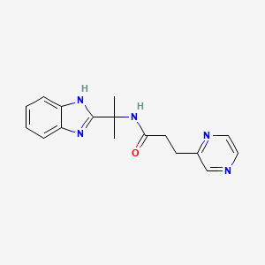 molecular formula C17H19N5O B7277376 N-[2-(1H-benzimidazol-2-yl)propan-2-yl]-3-pyrazin-2-ylpropanamide 