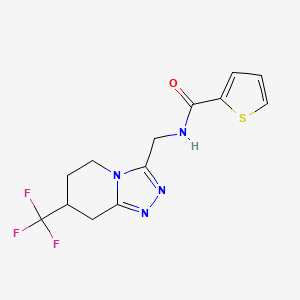 molecular formula C13H13F3N4OS B7277590 N-[[7-(trifluoromethyl)-5,6,7,8-tetrahydro-[1,2,4]triazolo[4,3-a]pyridin-3-yl]methyl]thiophene-2-carboxamide 