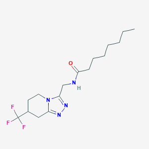 molecular formula C16H25F3N4O B7277604 N-[[7-(trifluoromethyl)-5,6,7,8-tetrahydro-[1,2,4]triazolo[4,3-a]pyridin-3-yl]methyl]octanamide 