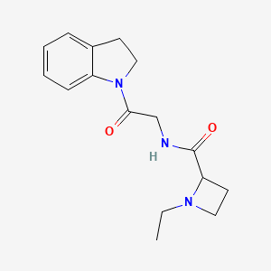 molecular formula C16H21N3O2 B7277806 N-[2-(2,3-dihydroindol-1-yl)-2-oxoethyl]-1-ethylazetidine-2-carboxamide 
