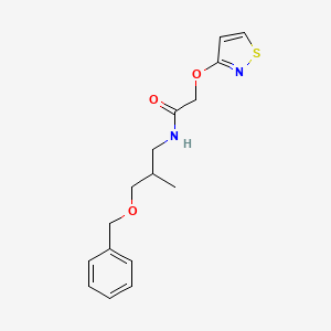 molecular formula C16H20N2O3S B7277813 N-(2-methyl-3-phenylmethoxypropyl)-2-(1,2-thiazol-3-yloxy)acetamide 