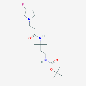 molecular formula C17H32FN3O3 B7277852 tert-butyl N-[3-[3-(3-fluoropyrrolidin-1-yl)propanoylamino]-3-methylbutyl]carbamate 