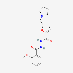 molecular formula C18H21N3O4 B7277916 N'-(2-methoxybenzoyl)-5-(pyrrolidin-1-ylmethyl)furan-2-carbohydrazide 