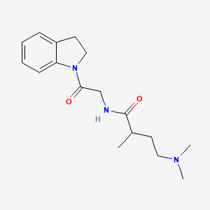 molecular formula C17H25N3O2 B7277967 N-[2-(2,3-dihydroindol-1-yl)-2-oxoethyl]-4-(dimethylamino)-2-methylbutanamide 