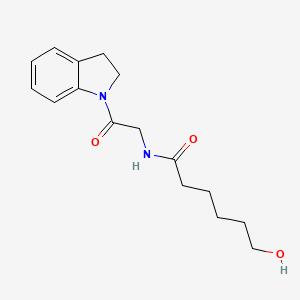 molecular formula C16H22N2O3 B7277985 N-[2-(2,3-dihydroindol-1-yl)-2-oxoethyl]-6-hydroxyhexanamide 