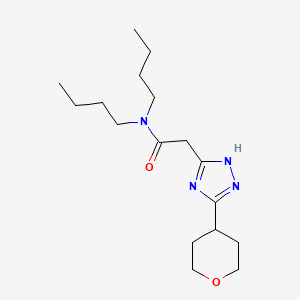 molecular formula C17H30N4O2 B7277994 N,N-dibutyl-2-[3-(oxan-4-yl)-1H-1,2,4-triazol-5-yl]acetamide 